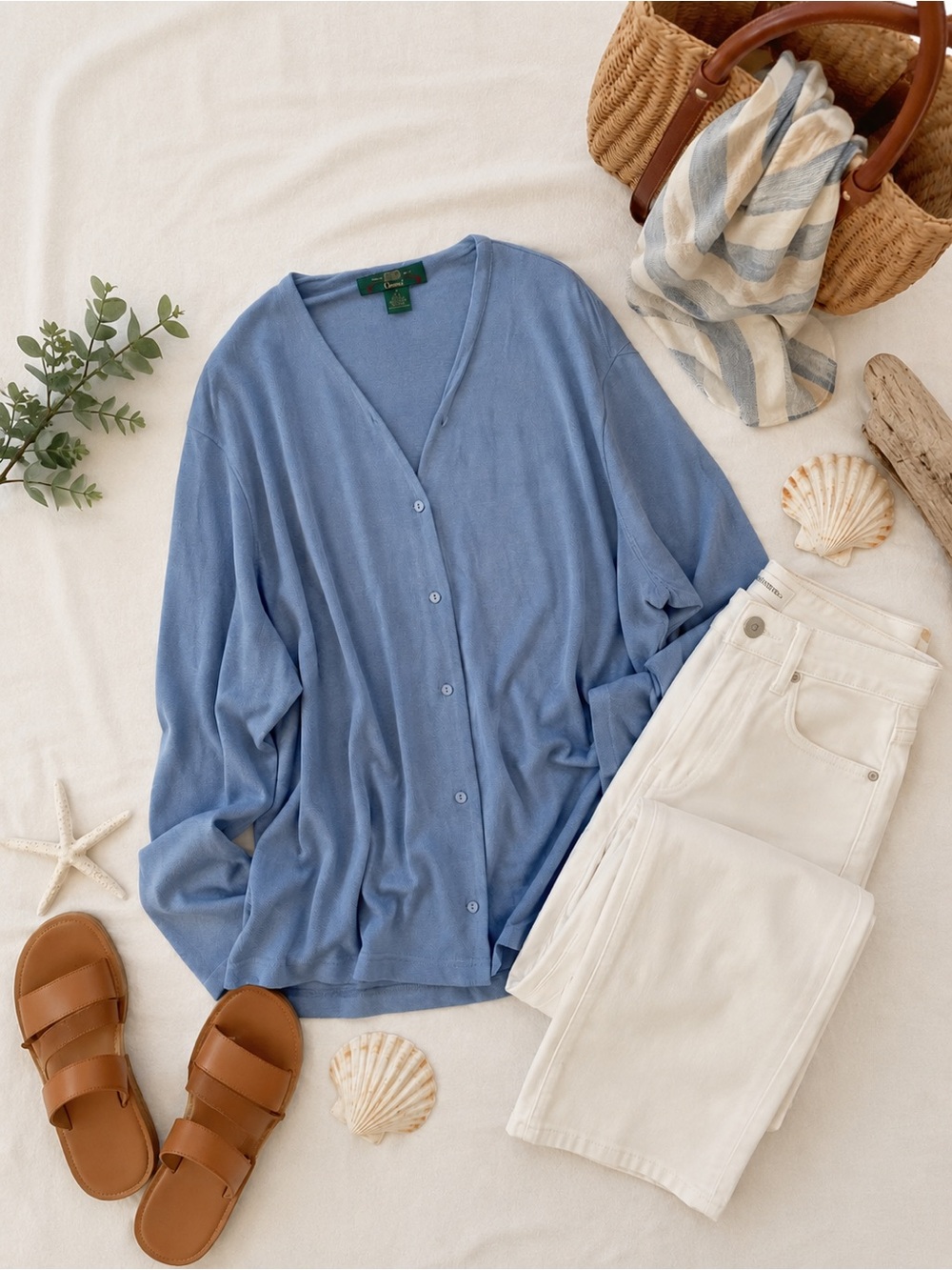 Orvis Coastal Chic Light Blue Front Button Down XL